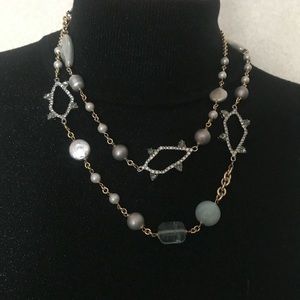 Alexis Bittar multi colored stones, crystals, & pearls in gold tone setting. NWT